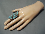 Colossal Turquoise Sun Navajo Sterling Silver Ring Native American-Nativo Arts