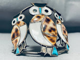 The Craziest Vintage Native American Zuni Owl Turquoise Sterling Silver Bracelet-Nativo Arts
