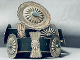 Rare Lone Mountain Turquoise Vintage Native American Navajo Sterling Silver Concho Belt-Nativo Arts