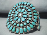 Colossal Vintage Native American Navajo Huge Turquoise Cluster Sterling Silver Bracelet-Nativo Arts