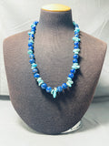 Unbelievable Native American Navajo Turquoise & Lapis Sterling Silver Necklace-Nativo Arts