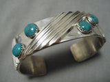 Striking Vintage Native American Navajo 4 Royston Turquoise Sterling Silver Bracelet Cuff-Nativo Arts
