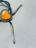 Rare Womens Vintage Native American Navajo Heart Shell Sterling Silver Bolo Tie-Nativo Arts