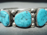 Distinctive Vintage Native American Navajo Old Kingman Turquoise Sterling Silver Bracelet-Nativo Arts