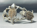 Whimsical Native American Navajo Sterling Silver Toads Bracelet Signed-Nativo Arts