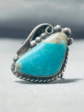 Beautiful Vintage Native American Navajo Turquoise Sterling Silver Ring Old-Nativo Arts