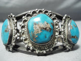 Ideal Museum Quality Vintage Native American Navajo Morenci Turquoise Sterling Silver Bracelet-Nativo Arts