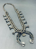 Womens Vintage Native American Navajo Turquoise Sterling Silver Squash Blossom Necklace-Nativo Arts