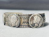 Unique Vintage Native American Navajo Sterling Silver Dimes Bracelet-Nativo Arts