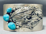 Important Blue Thunder Turquoise Vintage Native American Navajo Sterling Silver Bracelet-Nativo Arts