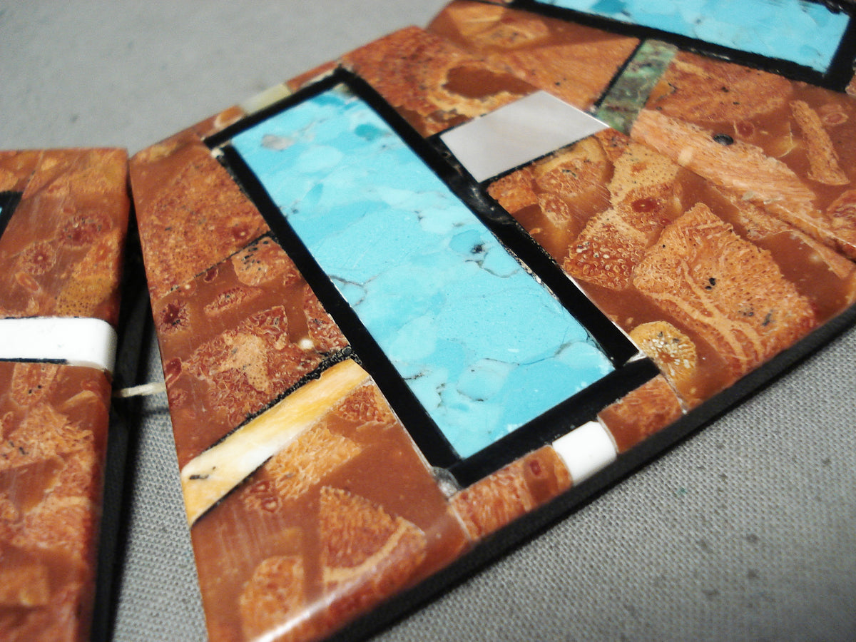 Incredibly Intricate Native American Turquoise Inlay Sterling Silver N ...