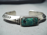 Custom Vintage Native American Navajo Old Green Turquoise Sterling Silver Bracelet Old-Nativo Arts