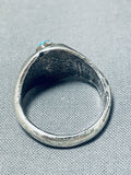 Early 1900's Vintage Native American Navajo Turquoise Coin Silver Ring-Nativo Arts