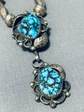 Very Unique Vintage Native American Navajo Turquoise Sterling Silver Tubule Necklace Old-Nativo Arts