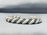 92 Gram Vintage Native American Navajo Sterling Silver Twist Solid Bracelet-Nativo Arts