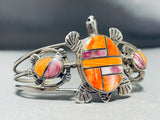 Native American Turle Inlay Vintage Southwestern Shell Sterling Silver Bracelet-Nativo Arts