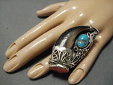 Superior Vintage Navajo John Tso Turquoise Sterling Silver Native American Ring-Nativo Arts