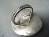 Huge Early #8 Turquoise Vintage Native American Navajo Sterling Silver Ring Old-Nativo Arts