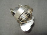 Important Hand Carved Native American Navajo Sugulite Sterling Silver Kachina Ring-Nativo Arts