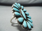 Marvelous Vintage Navajo Native American Turquoise Cluster Sterling Silver Ring-Nativo Arts