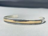 Exquisite Vintage Native American Navajo Sterling Silver And 14k Gold Bracelet Signed-Nativo Arts