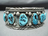 Marvelous Vintage Native American Navajo Sleeping Beauty Turquoise Sterling Silver Bracelet-Nativo Arts