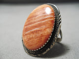 Ultra Impressive Vintage Native American Navajo Spiny Oyster Sterling Silver Ring Old-Nativo Arts