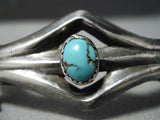 Earlier Vintage Native American Navajo Spiderweb Turquoise Sterling Silver Thorn Bracelet Old-Nativo Arts