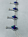 Very Unique Vintage Southwest Inlay Sterling Silver Necklace-Nativo Arts