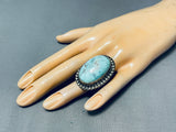 Marvelous Vintage Native American Navajo #8 Turquoise Sterling Silver Ring-Nativo Arts