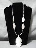 Feather Master Intricate Detailed Native American Navajo Sterling Silver Feather Necklace-Nativo Arts