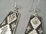 Important Vintage Native American Navajo Dan Jackson Sterling Silver Geometric Earrings-Nativo Arts