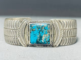 Native American One Of Most Precise Sun Stamp Vintage Navajo Turquoise Sterling Silver Bracelet-Nativo Arts