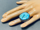 Eye Catching Vintage Native American Navajo Turquoise Sterling Silver Leaf Ring-Nativo Arts