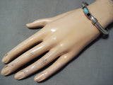 Unique Vintage Native American Navajo Blue Gem Turquoise Jet Sterling Silver Bracelet Old-Nativo Arts