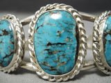 Opulent Vintage Native American Navajo Bisbee Turquoise Sterling Silver Bracelet Old-Nativo Arts