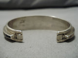 Superior Vintage Native American Navajo Inlaid Heishi Sterling Silver Bracelet Cuff-Nativo Arts