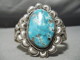 Substantial Vintage Native American Navajo Gilbert Turquoise Sterling Silver Bracelet-Nativo Arts