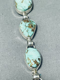 Gorgeous Native American Navajo Green Turquoise Sterling Silver Link Bracelet-Nativo Arts