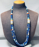 Authentic Rounded Lapis Singer Native American Navajo Turquoise Sterling Silver Necklace-Nativo Arts