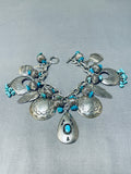 Absolutely Incredible Vintage Native American Navajo Turquoise Sterling Silver Charm Bracelet-Nativo Arts