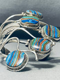 Best Vintage Native American Navajo Rainbow Calsilica Sterling Silver Bracelet-Nativo Arts