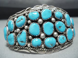 Intense Vintage Native American Navajo Blue Gem Turquoise Sterling Silver Bracelet-Nativo Arts
