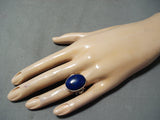 Stunning Navajo Lapis Sterling Silver Ring Native American-Nativo Arts