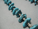 Incredible Vintage Native American Navajo Old Kingman Turquoise Sterling Silver Necklace-Nativo Arts