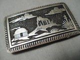 Rare New Mexico Shiprock Vintage Native American Navajo Thomas Singer Sterling Silver Buckle-Nativo Arts