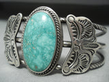 Rare Vintage Native American Navajo Carico Lake Turquoise Twist Sterling Silver Bracelet-Nativo Arts