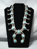 Exceptional Vintage Native American Navajo Morenci Turquoise Sterling Silver Necklace Old-Nativo Arts