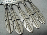 Native American Unique Vintage Santo Domingo Sterling Silver Feather Pendants Pin-Nativo Arts