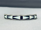 Beautiful Vintage Native American Zuni Opal Sterling Silver Bracelet Signed Joe Zunie-Nativo Arts
